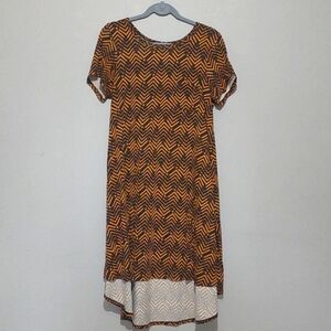 Lularoe High Low Tee Shirt Dress Oversized Small Geometric Zigzag Stripe Stretch